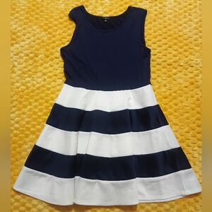 City Studio Navy and White Striped Casual Dress